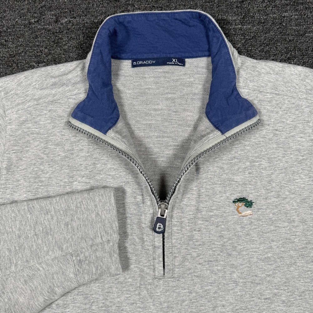 B Draddy Mens XL Gray Jupiter Hills Club 1/4 Zip Golf Pullover Sweater Pocket